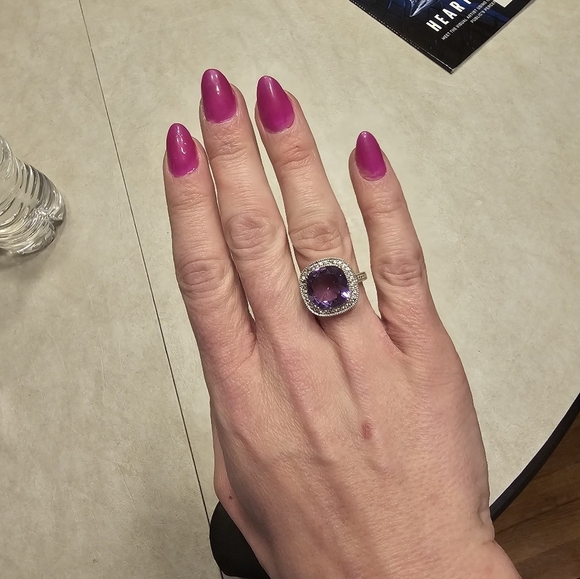 Cushion Cut Amethyst Ring Sterling Silver - Picture 8 of 17